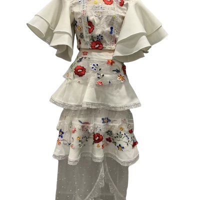  Alpha Be Womens  Skirt Size 6 Floral / Off White / White 