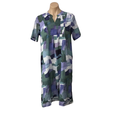Black Pepper Womens Size 10 Blue / Green / Purple / White Pattern Short Sleeve Midi Dress (new)