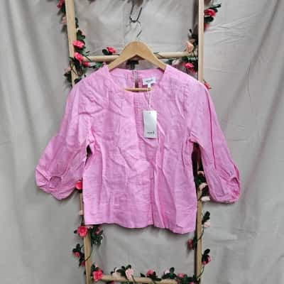 Womens Seed Heritage Pink Gin Linen Top Size 4 RRP $119.95
