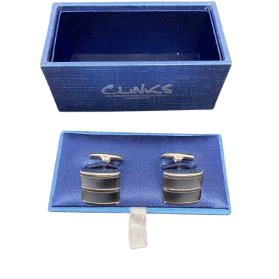 Mens Clinks Grey and Silver Cufflinks in a gift box