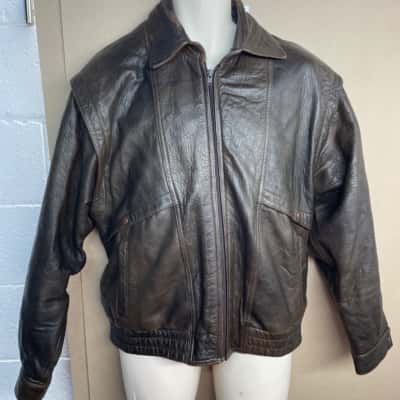  Gwynn Jones Mens  Size L Leather Jacket Brown 