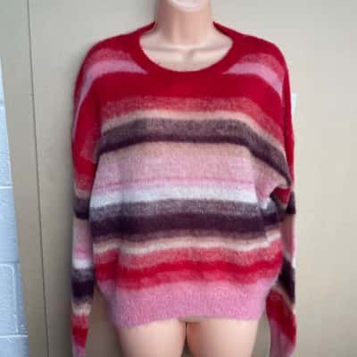 Gorman Womens  Size 10 Jumper Brown / Pink  / Purple / Red / Striped 