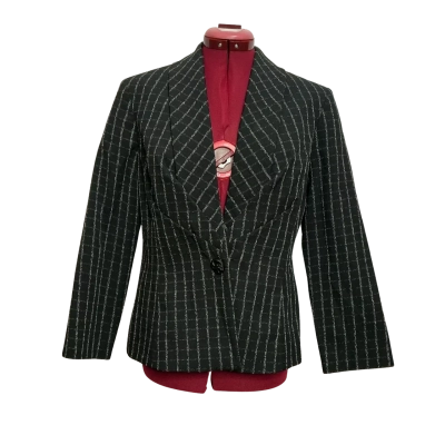 Liz Jordan Womens  Size 10 Cropped Jacket Black  / Striped / White 