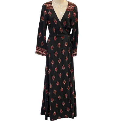Tigerlily Womens Size 8 Maxi/Wrap Dress Black/Floral/Red
