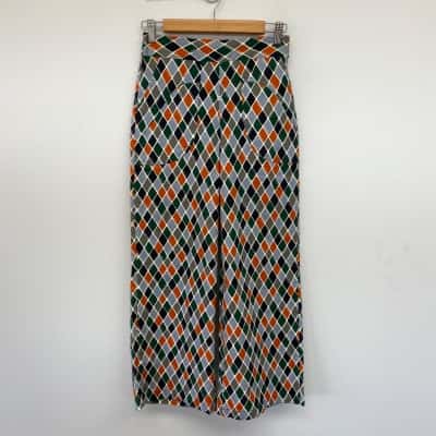 Olga De Polga Green Orange Pattern Wide Leg Pants Size 00 