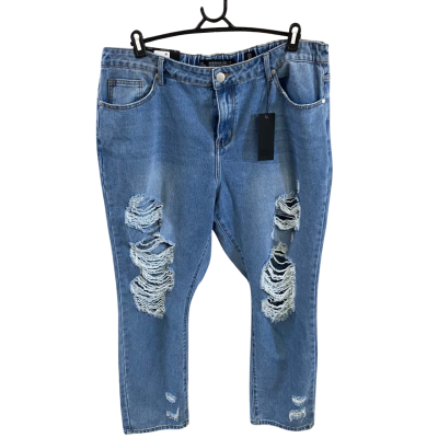City Chic Womens light wash JEAN ALLANA RIP Size 18 
