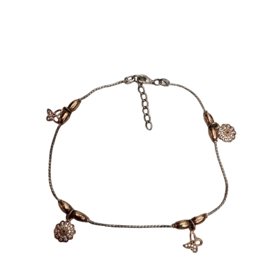  Womens Anklet Sterling Silver With Butterflies (Stamped 925)