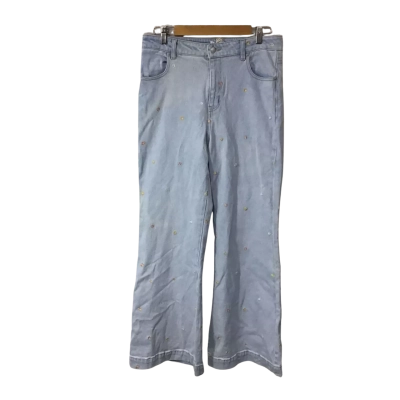 Ghanda Womens Size 14 Light Blue Denim / Embroidered Detail Flared Jeans (new)