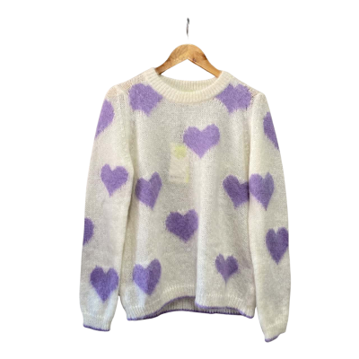 Open Lab Womens  Size M-L Mohair Blend Jumper Cream / Purple 