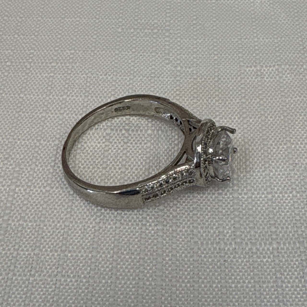 Women's 925 Silver featuring a Cubic Zirconia Center Stone and Pave ...