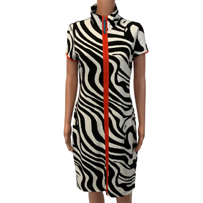 Joseph Ribkoff Womens  Size 10 Short Sleeve Dress  Animal print / Black  / Burnt Orange / Orange / White 