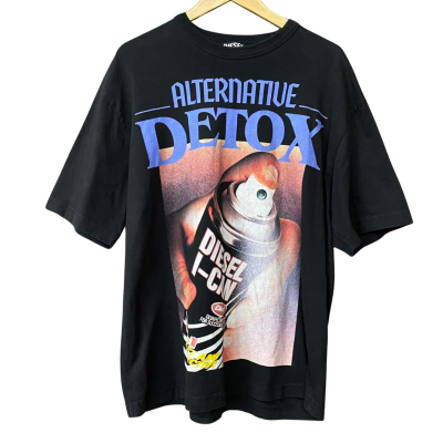 Diesel Mens Size M 'Alternative Detox' Print Black T-Shirt