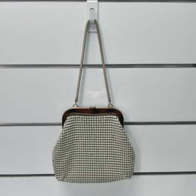 Glomesh Womens Handbag Cream Aluminium Vintage 