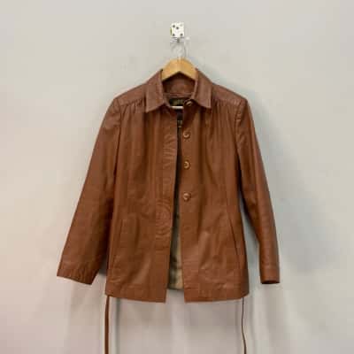  Espagna Womens  Size S Vintage Leather Jacket Brown 