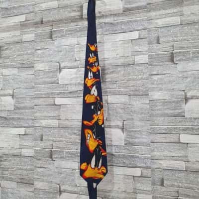 davenport daffy duck tie Mens Black  / Navy Blue / White / Yellow 