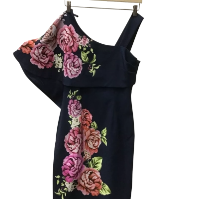 Review Womens  Size 12 Midi Dress / Off The Shoulder Dress Navy Blue 