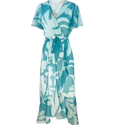 Style State - Teal Floral Daisy Midi Dress (Size 8)