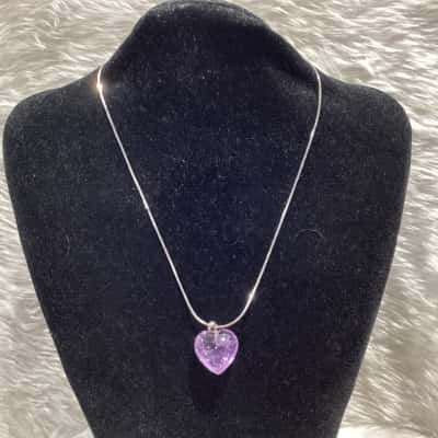  Womens Sterling silver Necklace & Lavender pendant 