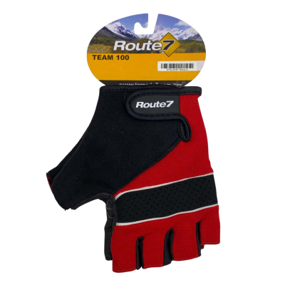  Unisex Route 7 Cycling Gloves - Finger-less - Black  / Red - Size XL - BNWT
