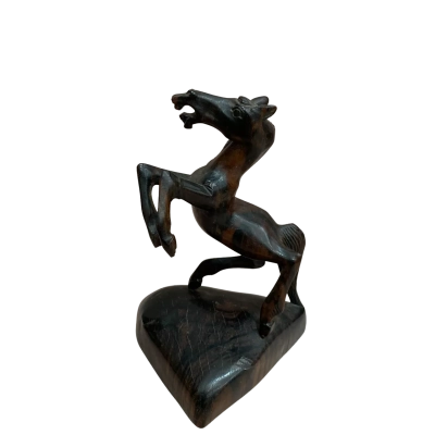 Vintage Balinese Wooden Rearing Horse Statue 