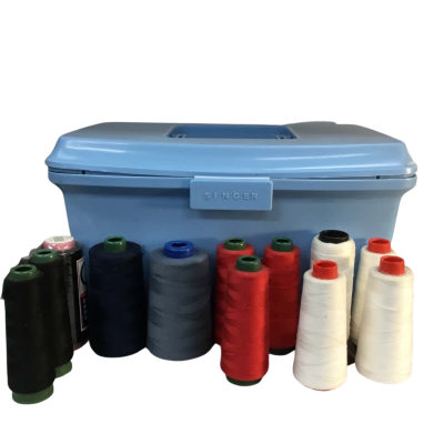 Assorted Thread and Sewing Basket as pictured