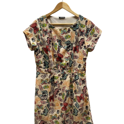 Topshop Womens  Size 14 Beige Butterfly Dress