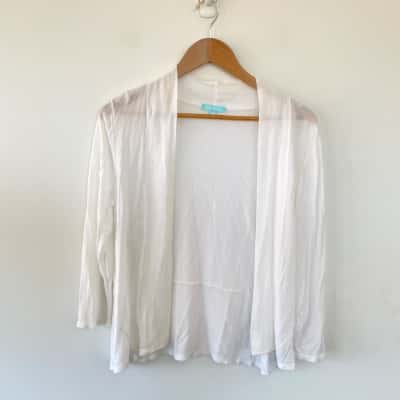 Blue Illusion White Open Front Cardigan  Size M 