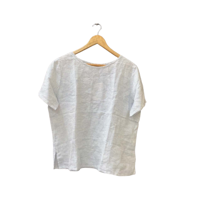 Camixa Size L Short Sleeve Top Blue/Multicoloured/Pattern/Striped/White BNWT