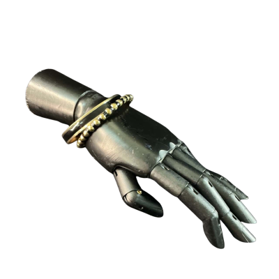  Womens retro vintage Bangle collection (2) Black / Gold-tone