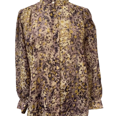 Womens Liz Jordan Size 8 Blurred Print Long Sleeve Shirt Pattern 