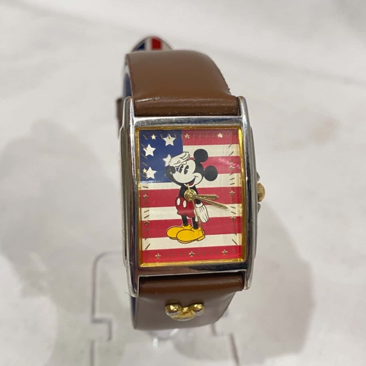 Mickey Mouse vintage American Flag Watch Womens Vintage 90s Disney Mickey Mouse Watch with square  main image 4