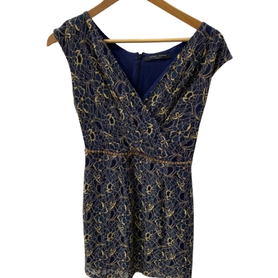  Womens  Size S Casual Dress Blue / Gold 
