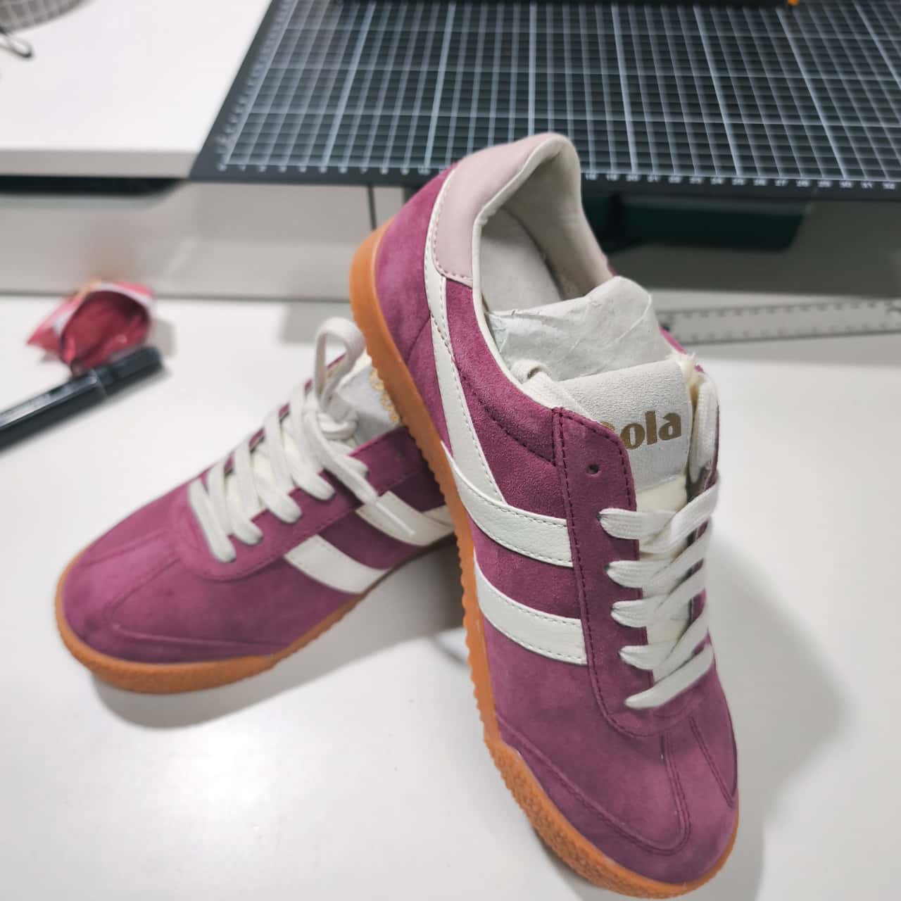 Womens Gola Size 5UK Eur38 Elan Sneakers Maroon As New PreOwned (s ...