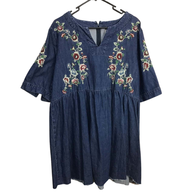 ASOS Denim Embroidered Baby Doll Dress