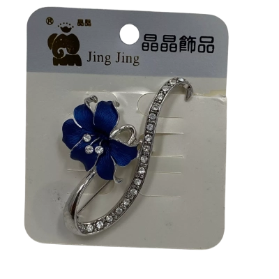Jing Jing Women's Brooch Navy Flower Costume Jewellery BNWT
