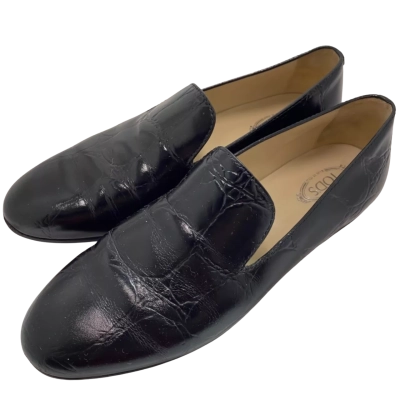Tod's Womens  Size 37.5 Leather Flats Black