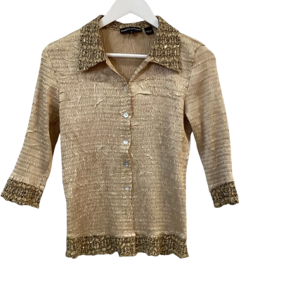 Vintage Sandra Steiner Womens Size M 3/4 Sleeve Shirt Brown 