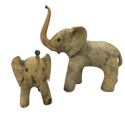 Vintage Elephant Figurines - Crushed Oyster shell