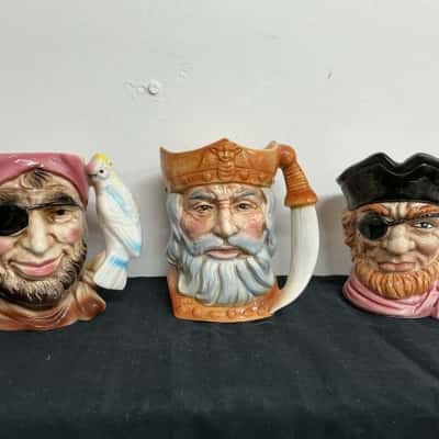 3 x Vintage Toby Mugs 