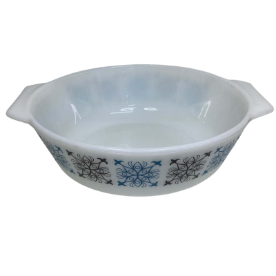 Vintage white JAJ Pyrex Chelsea pattern Oval casserole dish 19cm