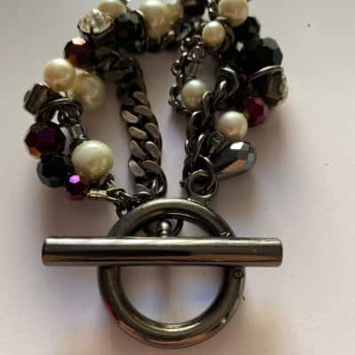 Mimco Womens Bracelet Black  / Pearl / Purple 