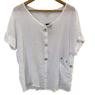 Capture Womens  Size 16 Button Detail Top White 
