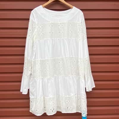  Cupshe Womens Size L White Long Sleeve Dress 