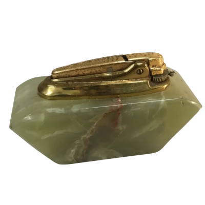 Vintage Green Onyx  Table Lighter Approx 10 x 7cm