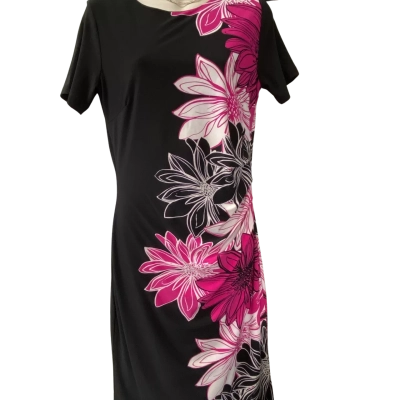 Liz Jordan  Black Floral Midi Dress Size Small