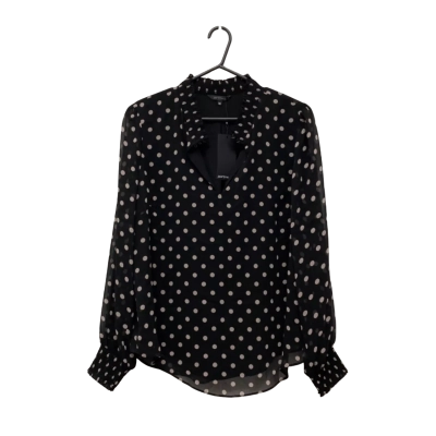 Portmans Womens Long Sleeve Shirt Size 14 Black  / Polka Dot 