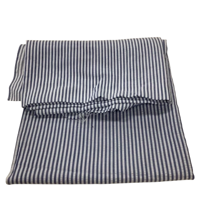 Blue & White Striped  Puckered Fabric 197 x 112 cm     F2