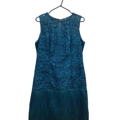 Review Womens Size 14 Teal Lace Sleeveless Dress 