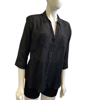 Brand New Noni B Womens  Size 14 Swiss Dot Shirt Black 