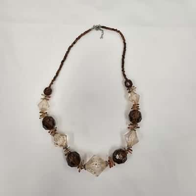 TS Womens Beaded Necklace Multicoloured Brown and Champagne Tones